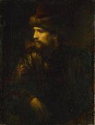 Willem Drost Portrait of a man in a red kolpak. painting